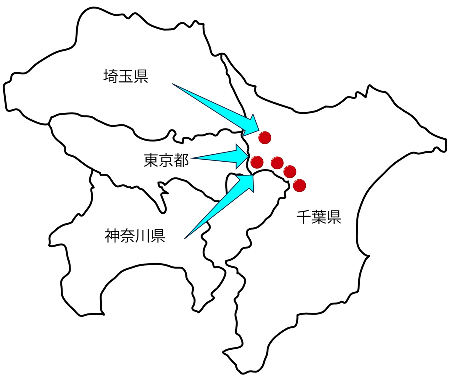 1都3県の地図